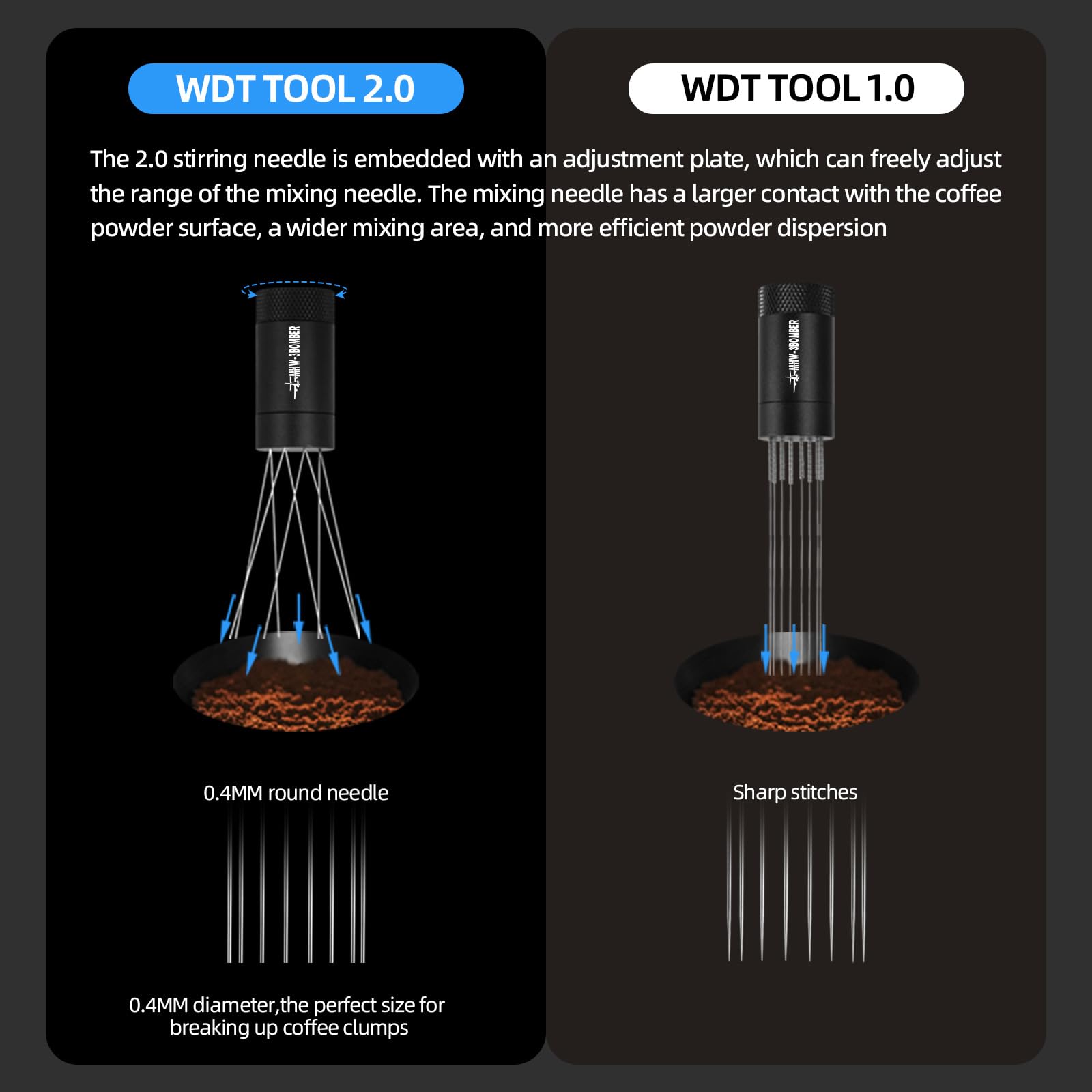 MHW-3BOMBER 53mm Espresso Coffee Tamper & WDT Espresso Distribution Tool Adjustable Range - Image 8
