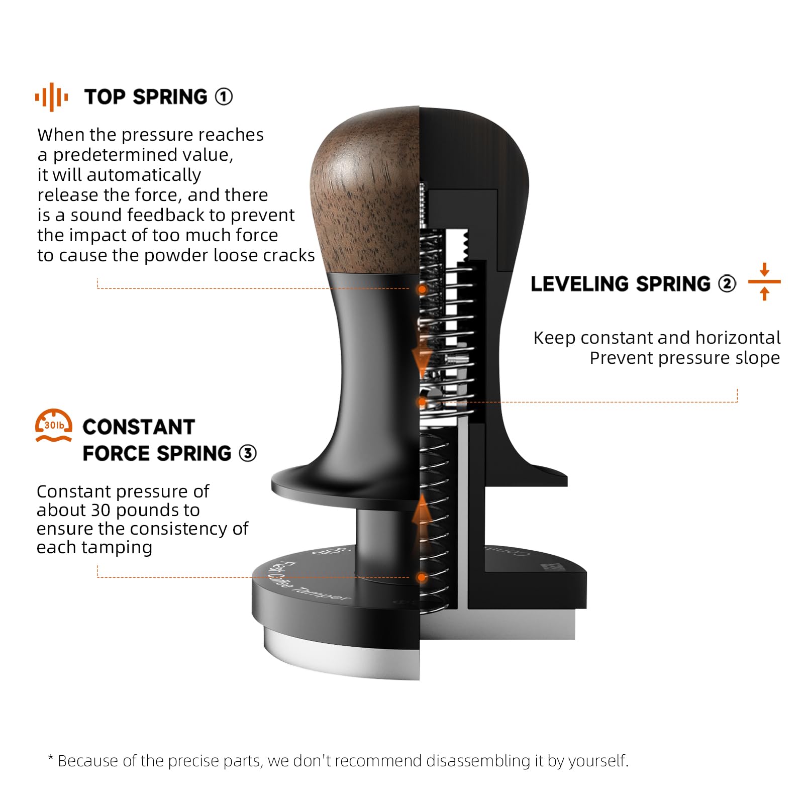 MHW-3BOMBER 53mm Espresso Coffee Tamper & WDT Espresso Distribution Tool Adjustable Range - Image 5