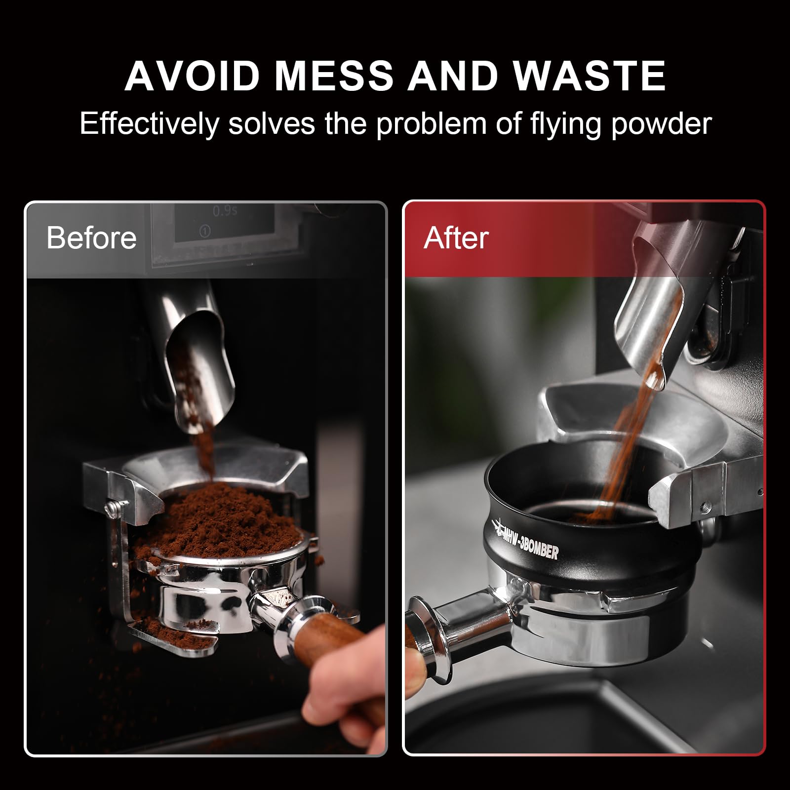 MHW-3BOMBER 58mm Espresso Dosing Funnel Magnetic Coffee Dosing Ring Portafilter Funnel Barista Tools Compatible with 58MM Portafilter DR5546B-OS - Image 3