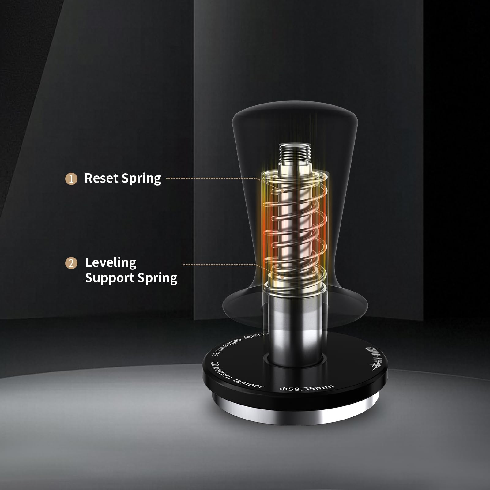 MHW-3BOMBER 54mm Espresso Tamper, 53.35mm Double Spring Coffee Loaded Tamper Tool, Compatible with 53mm/54mm Breville Portafilter, Self Leveling Espresso Hand Tampers, Espresso Accessories,T6000-OS - Image 4