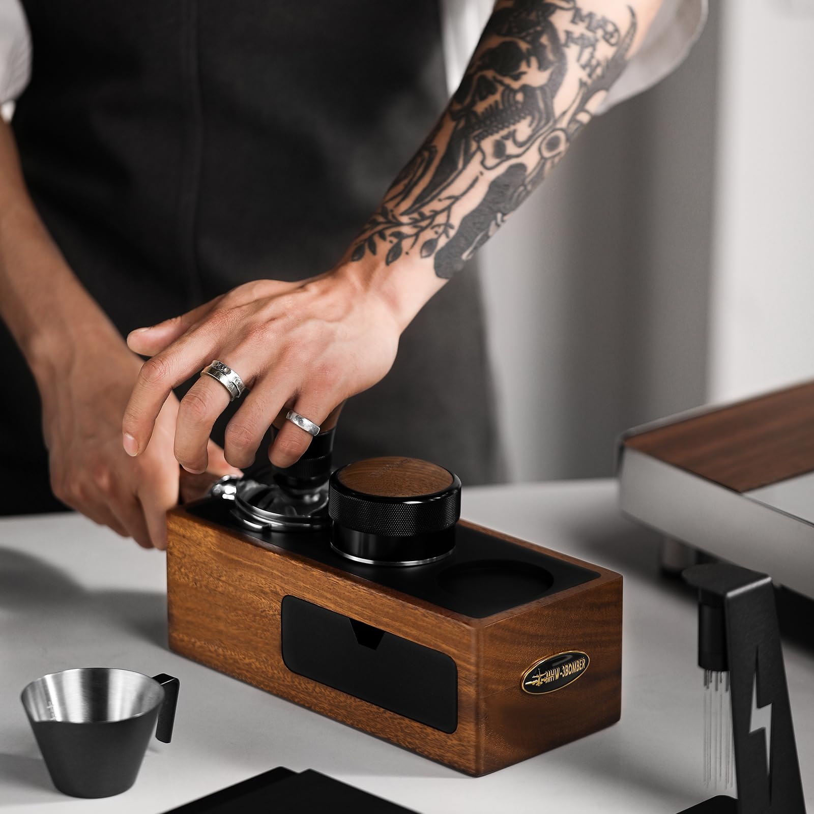 MHW-3BOMBER Espresso Accessories Set for Barista, Includes a WDT Tool, an Espresso Tamper, a Coffee Distributor and a Tamping Station - Image 8