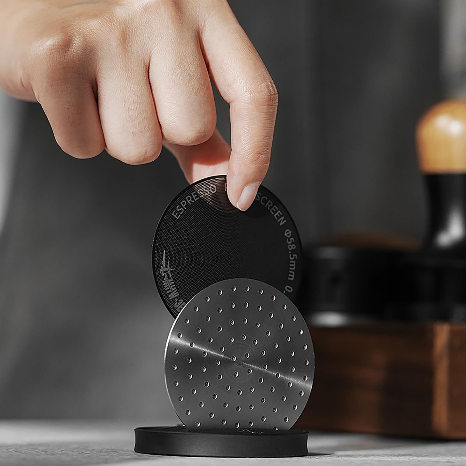 MHW-3BOMBER Espresso Puck Screen Holder - Silicone Puck Screen Stand - Compatible with 58mm 53mm 51mm Reusable Coffee Filters 3 Coffee Filters - Coffee Puck Screen Holder SP5537-OS - Image 3