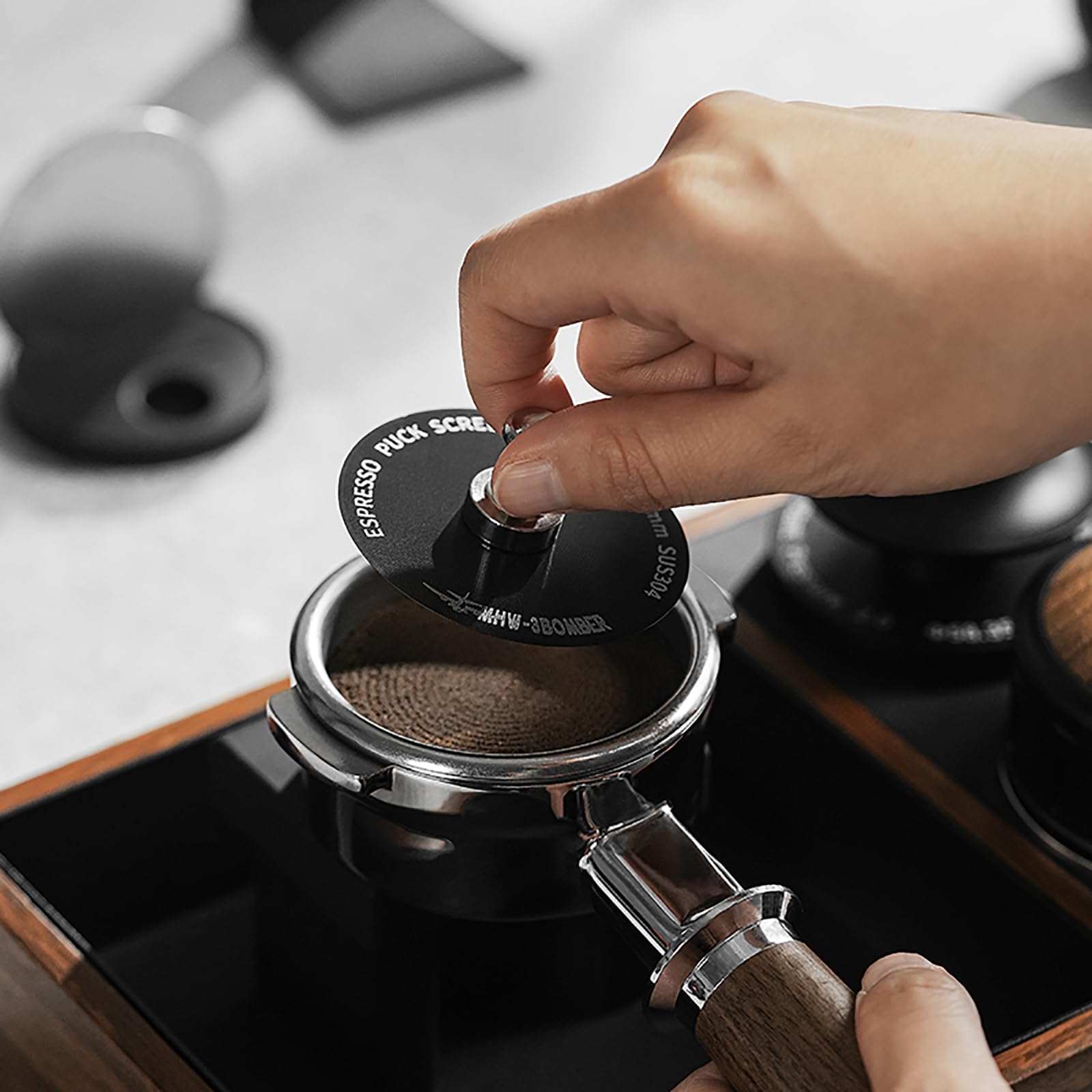 MHW-3BOMBER Espresso Puck Screen Holder - Silicone Puck Screen Stand - Compatible with 58mm 53mm 51mm Reusable Coffee Filters 3 Coffee Filters - Coffee Puck Screen Holder SP5537-OS - Image 4