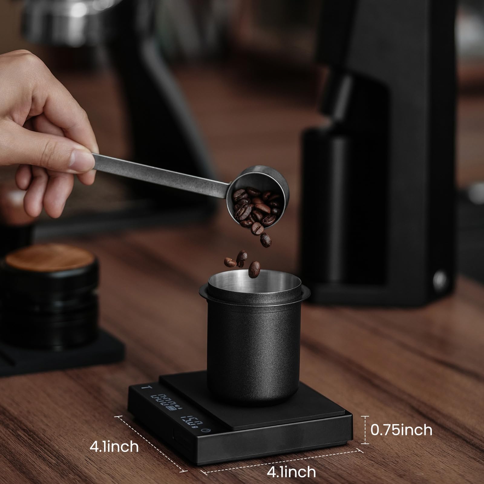 MHW-3BOMBER Mini Coffee Scale with Timer,Rechargeable Espresso Scale with Gravity Sensing,2kg/0.1g Precision Scale for Espresso&Pour-Over Coffee,Portable Digital Kitchen Scale,Black ES6029B-OS - Image 6